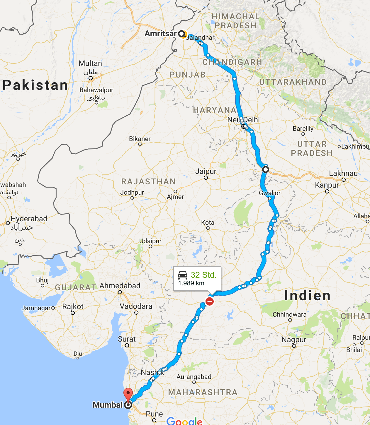 Amritsar nach Mumbai